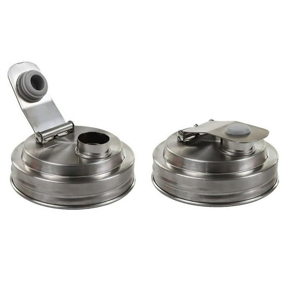 2Pc Wide Mouth Jar Stainless Steel Pour Spout Lid,Reusable Lids for Jars,Without Handle