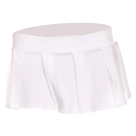 Solid Color Pleated Mini Skirt Adult Clothing White - Medium/Large