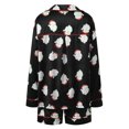 thumbnail image 3 of Lovskoo Christmas Lounge&nbsp;Sets for Women Satin Long Sleeve Button Down Top and Shorts Sleepwear Pajama Set Two Piece Shorts Outfits Set X-Black XL, 3 of 4