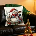 thumbnail image 4 of Snowman Christmas Throw Pillow Cover 18x18 Inch, Festive Red and Blue Holiday Decor Pillowcase with Snowman Scene for Sofa Cushion C, 4 of 6