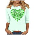 thumbnail image 2 of Meichang Hauts à Manches 3/4 pour Femmes T-Shirts de la Saint-Patrick Trèfle Chanceux T-Shirts Graphiques Col Rond Chanceux Irlandais Tops Printemps Liquidation, 2 of 5
