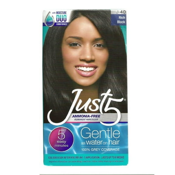Just 5 Womens 5 Minute Permanent Hair Color, Rich Black, J-40 - 1 Ea, 3 Pack