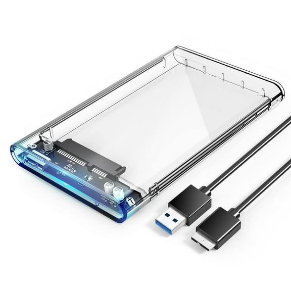 ManYmbyan 2.5" SATA to USB3.0 Tool-Free Clear External Hard Drive Enclosure Optimized for 2.5 inch SSD & HDD 9.5mm 7mm External Hard Drive Case Support Max 4TB with UASP Compatible