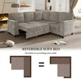 thumbnail image 6 of Modular Sectional Sleeper Sofa with Pull Out Bed, Chenille L Shaped Couch with USB Charging, Cup Holders and Storage Seat, 5 Seat Convertible Sectional Couches for Living Room, Light Brown, 6 of 7