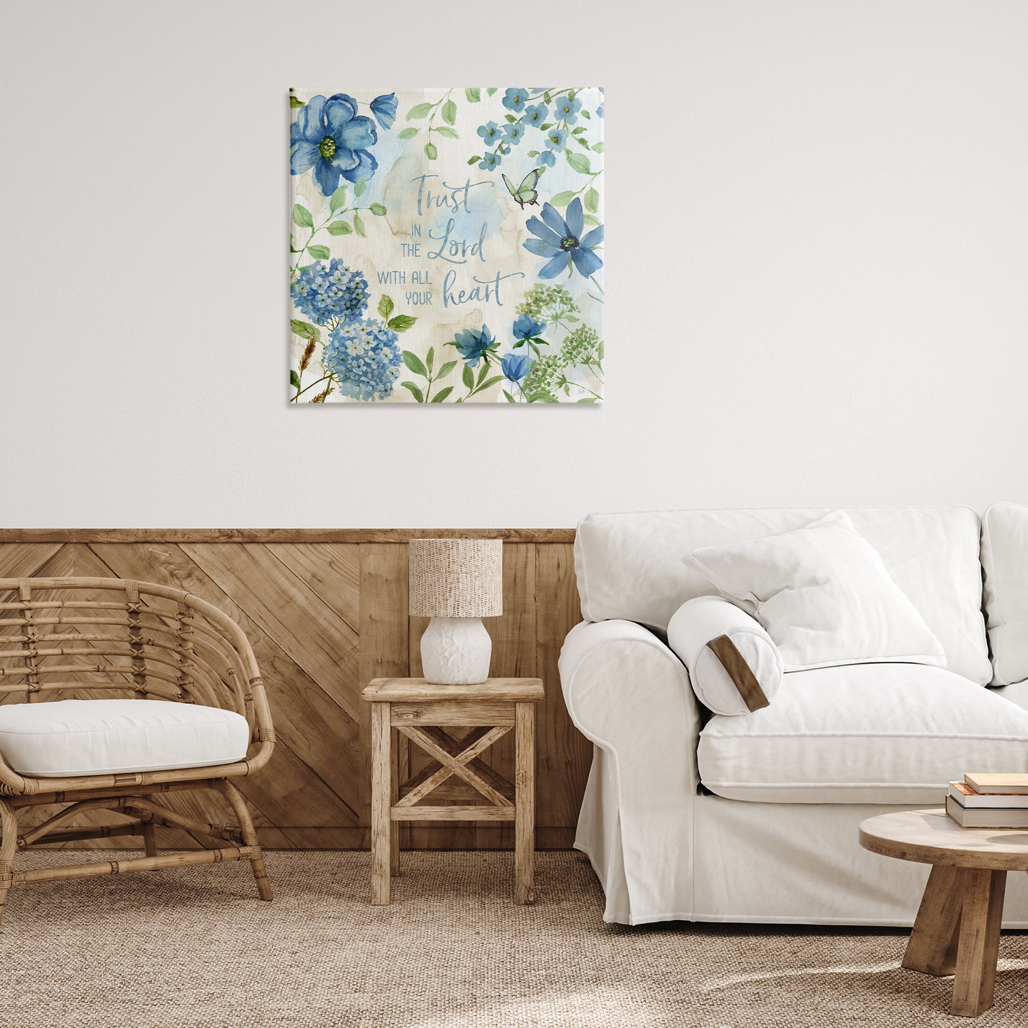 Stupell Industries Trust The Lord Floral Religious Painting Gallery Wrapped Canvas Art Print Wall Art, 30 x 30