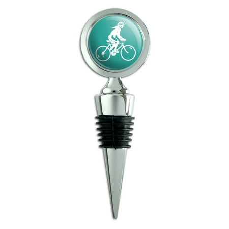 

Woman on a Bike Racing Bicycle Ride Teal Wine Bottle Stopper