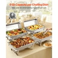 thumbnail image 3 of VEVOR Rectangle Chafing Dish, 9 Qt 4 Pack Stainless Steel Chafing Dish, Food Warmer Chafer Complete Set with Hollow Handle, 2 Food Tongs, Lid, Fuel Holder, Chafer Dishes for Banquet Party Wedding, 3 of 9