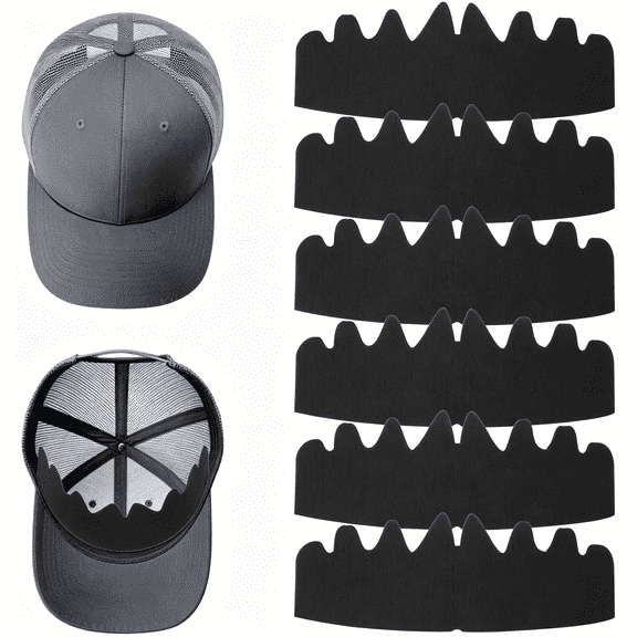 OQRKI 6 Pcs Black Baseball Caps Inserts Shapers,Flexible Washable Reusable Hat Liner Cap Fitter Inserts,Felt Hat Sweat Liner Hat Support Brim Shaper for Snapback Caps Fitted Caps Sport Caps