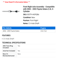 thumbnail image 2 of Front Right Axle Assembly - Compatible with 2002 - 2003 Toyota Solara 2.4L 4-Cylinder, 2 of 2
