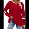 thumbnail image 2 of Camisas de Larga para Mujer, Blusas Casuales con Bloques de Color, Conjuntos de Otoño, Camisetas Básicas, Ropa de Moda Rojo S, 2 of 6