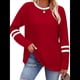 thumbnail image 2 of Camisas de Larga para Mujer, Blusas Casuales con Bloques de Color, Conjuntos de Otoño, Camisetas Básicas, Ropa de Moda Rojo XXL, 2 of 6