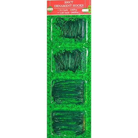 - 300 Green Ornament Hooks in 2 Sizes (300, Green)