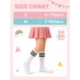 thumbnail image 3 of EALLCO Girls Crew Socks 8 Pairs Stripe Multicolor Soft Breathable Uniform Casual Socks for Ages 4‑10 Kids, 3 of 9