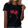 thumbnail image 1 of Diufon Hauts de la Saint-Valentin pour Femmes Décontracté Manches Courtes Col Rond Pull Chemise Imprimé Graphique Mignon Tendance, 1 of 5