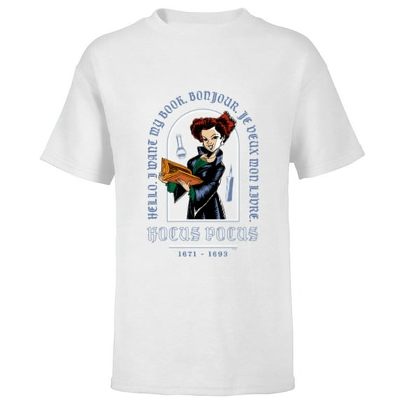 Disney Hocus Pocus Winifred Sanderson I Want My Book - Short Sleeve T-Shirt for Kids - Customized-White