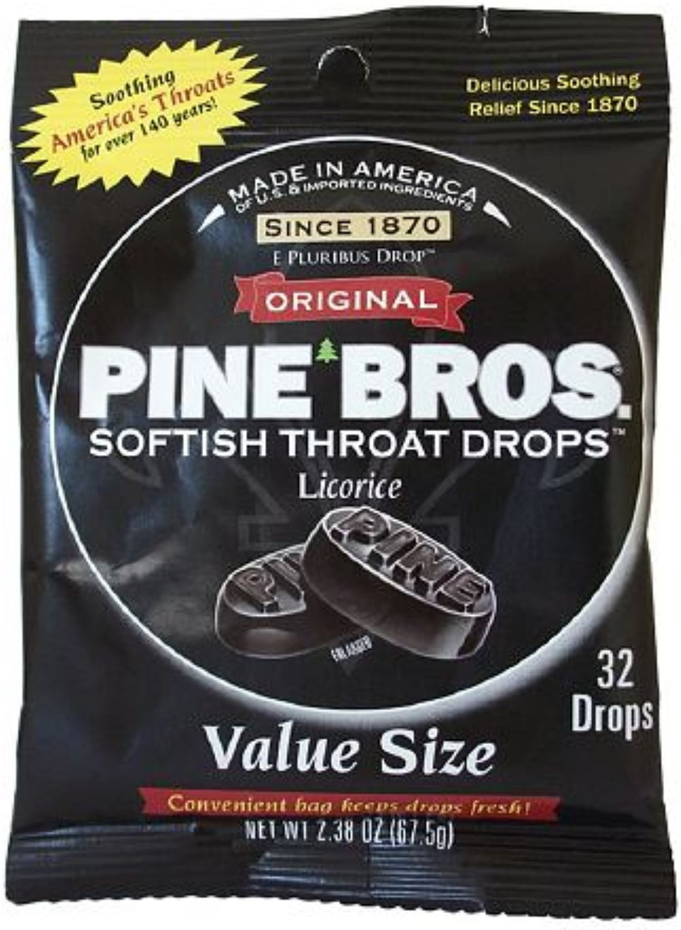 Pine Bros. Softish Throat Drops Value Pack, Licorice 32 ea (Pack of 3