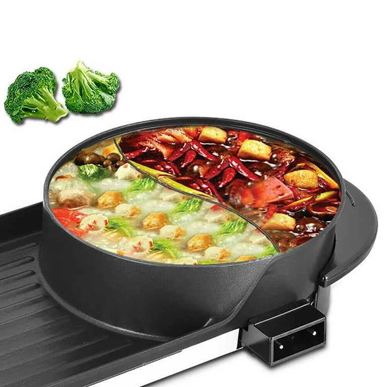 VEVOR 2 in 1 Electric BBQ Pan Grill Hot Pot Foldable Hot Pot BBQ