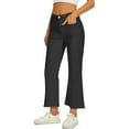 thumbnail image 2 of Women's flared cropped pants, jeans, mid waist cut, elastic ankle length, slim fit with pockets, 2 of 5
