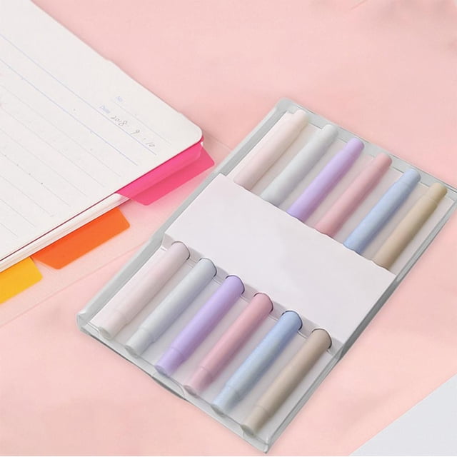 Feltree The 6 Pack of Double Ended Soft Brush Highlighters Contains 6 Bright Colors and Large Capacity Ink Which Is Suitable for Students' Take Notes and Drawing 2ml