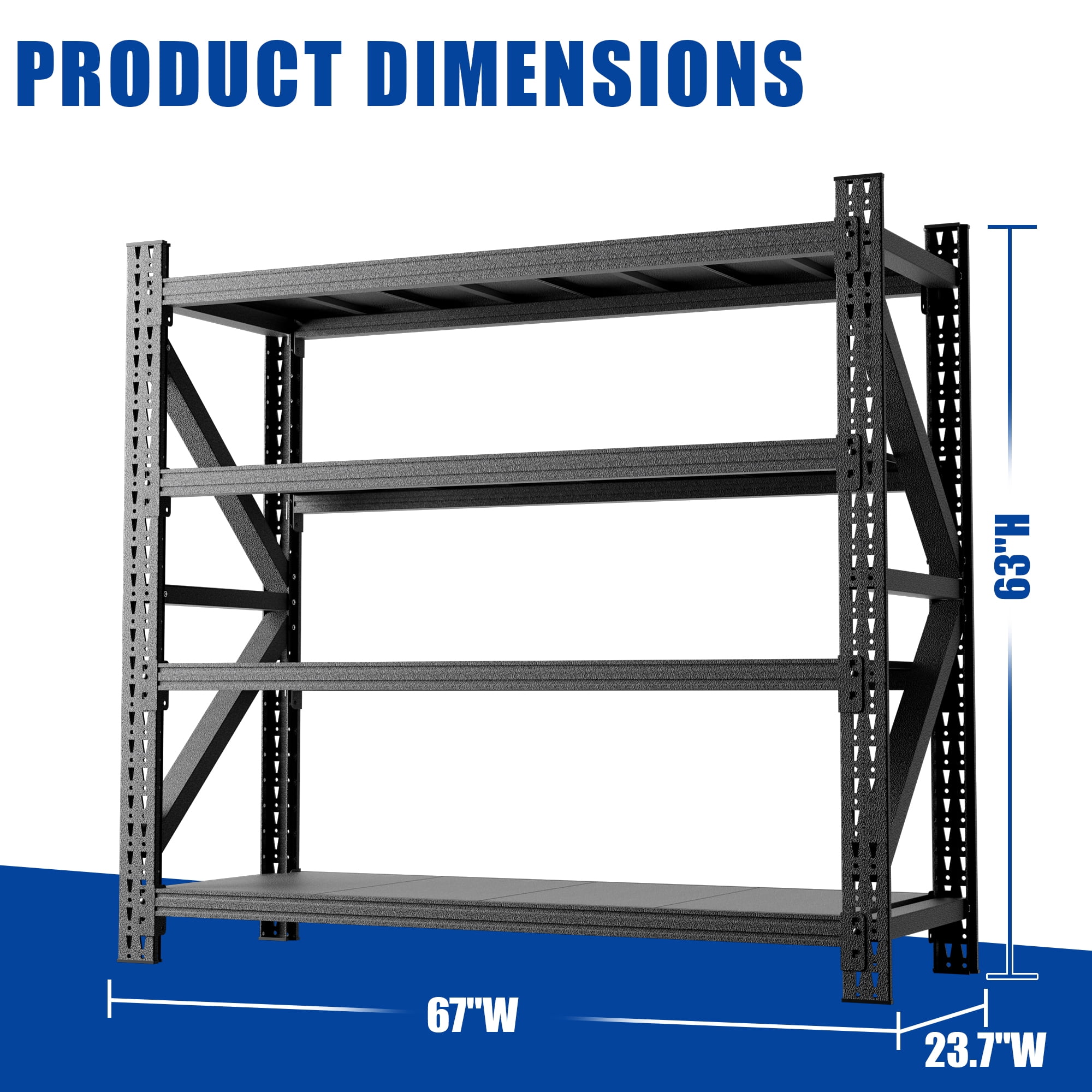 Xiweot 4-Tier Heavy Duty Metal Storage Shelving,5000lbs Capacity Adjustable Industrial Metal Shelving Unit,Freestanding Storage Rack for Garages,Warehouses,Pantry,67"W x 23.7"D x 63"H