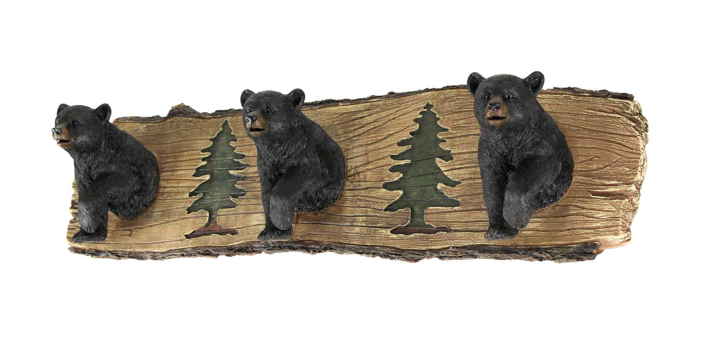 Resin 3 Black Bears Wall Hanging Decor Hooks Rustic Mounted Floating