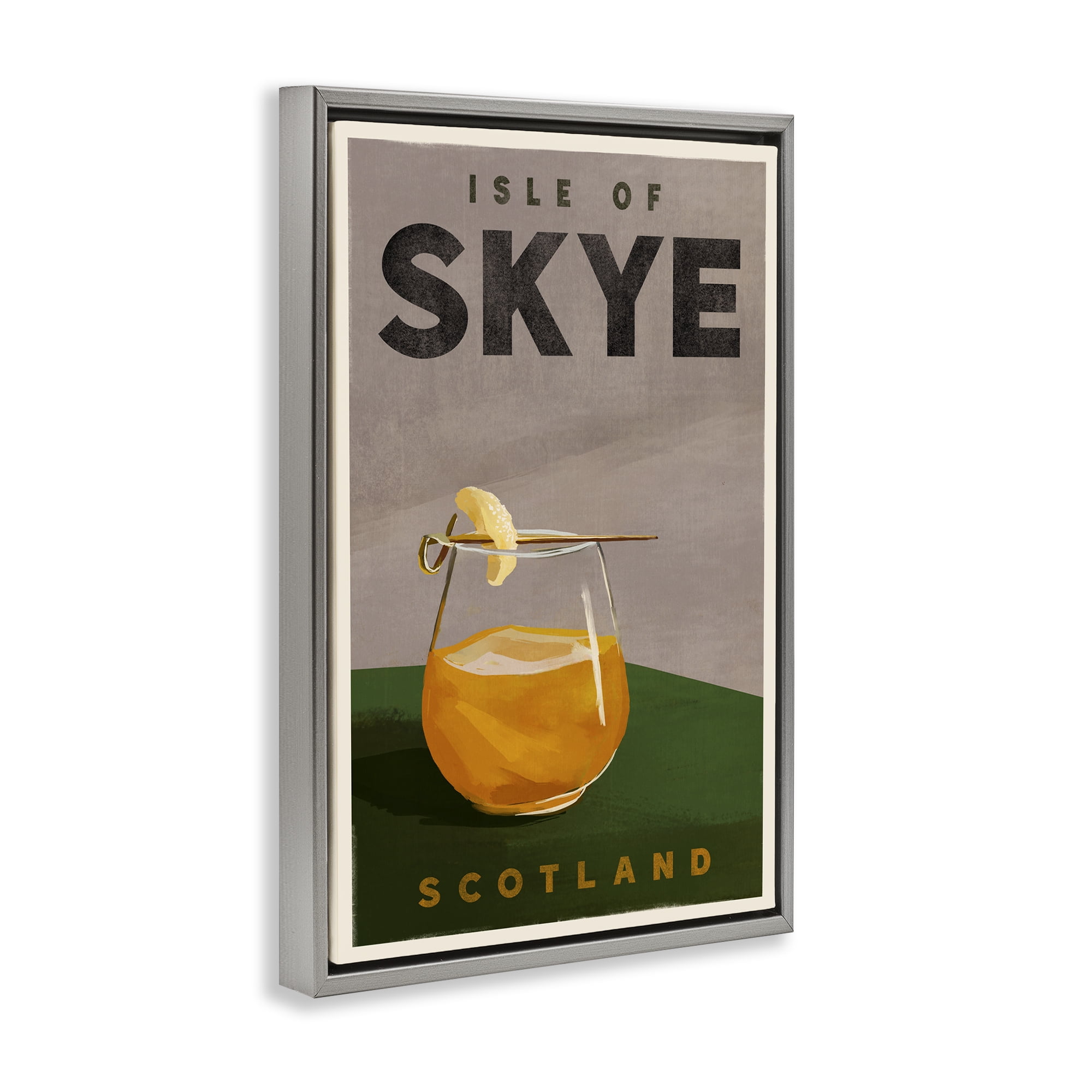 Stupell Industries Isle of Skye Cocktail Food & Beverage Painting Gray Floater Framed Canvas Art Print Wall Art, 21 x 31