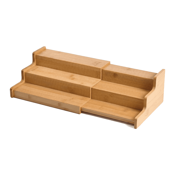 Tiered Spice Rack, Spice Organization for Cabinet – 3 Tier Bamboo Expandable, Spice Rack Kitchen Cabinet Organizer