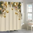 thumbnail image 2 of Christmas Shower Curtain, Gold Xmas Shower Curtain for Bathroom Ornament Bus Bows Winter Shower Curtain with Hooks Waterproof New Year Bathroom Decor, 72x72 Inch, 2 of 6