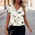thumbnail image 2 of Dreluolixua Oversized T Shirts for Women Satin Plus Size V Neck Tee Lightweight Short Sleeve Shirt Print Casual Tops, 2 of 6