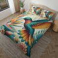 thumbnail image 4 of Lotusprinthandmade Floral Hummingbird Bedding Set (Made in Vietnam) (104x88), hummingbird and floral bedspread, hummingbird comforter set, 4 of 5