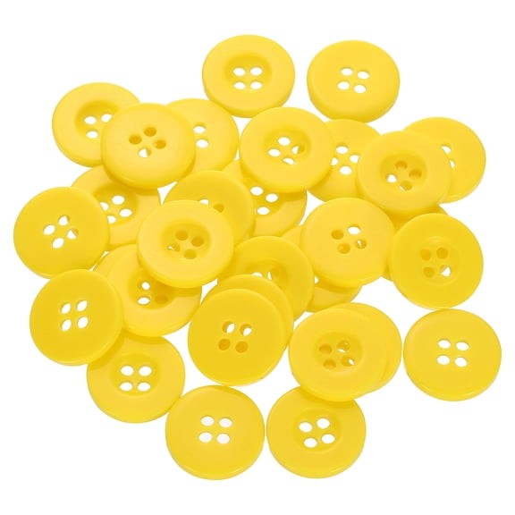 30pcs 28L Sewing Buttons 11/16"(18mm) Resin Round Flat 4-Hole Craft Replacement Buttons for Sewing Clothing and DIY, Yellow