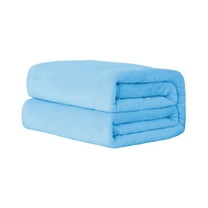 Tunhigl Cozy Solid Color Flannel Throw Blanket - Ultra-Soft Polyester Velvet Plush Blanket for Sofa, Bed, Living Room - Perfect Home Decor Gift for Women, Men, All Seasons Blue
