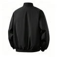 thumbnail image 4 of Men's Stand Collar Track Jacket, Solid Color Zippered Long Sleeve With Pockets, Elastic Cuffs Casual Sports Outerwear Black XL, 4 of 8