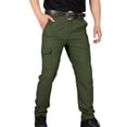 thumbnail image 2 of Men's Heavy-Duty Work Pants - Work Pants for Men Ripstop Cargo, Extra-Deep Pockets, Construction & Hiking Green L, 2 of 5