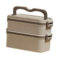 thumbnail image 2 of Food Lunch Container, Divided Food Storage Container, Compartment Microwave Leak Khaki 2 layer, 2 of 8