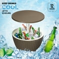 thumbnail image 3 of Height-Adjustable Outdoor Cooler Table & Bar - 8 Gallon All-Weather Resin Patio Ice Chest, Coffee Color, Perfect for Deck, Pool Parties & Entertaining, 3 of 13