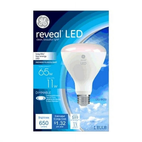 G E Lighting 92470 Reveal LED Light Bulb, White, Medium Base, 10-Watt