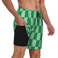 thumbnail image 2 of Rateoe green party Pattern Men’s Swim Shorts with Compression Liner – Double-Layered Quick-Dry Swimwear, Comfortable & Stretchy Beach Shorts-Medium, 2 of 6