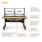 Versadesk Foundry Electric Standing Desk - Push-Button Height Adjustable, Split-Level Surface, USB Charger, Large Workspace, | Bamboo, ( 60 x 30 )