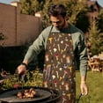 thumbnail image 4 of Colorful Mushroom Group Brown Pattern Apron-Garden Aprons for Women with Pockets-Cotton Linen Waterproof Kitchen Cooking Gardening Aprons Adjustable for Kitchen,Cooking,BBQ and Salon 33x27 Inch, 4 of 7