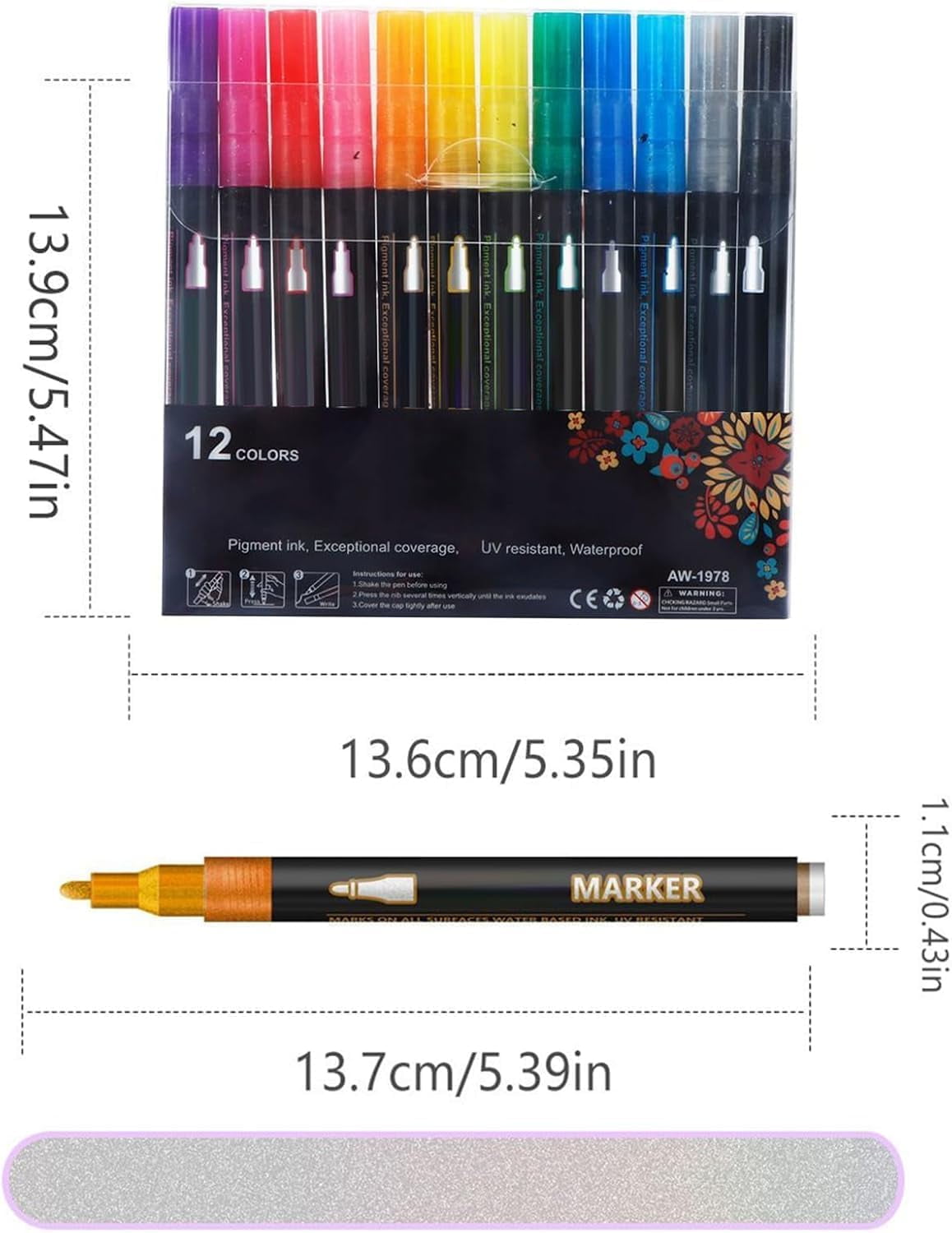 Outline Shimmer Markers 48, Outline Shimmering Markers, Colors Double Line OutlineArt Pen Marker Pen, Glitter Self-Outline Metallic Marker, for Greeting Cards & Crafts (36color)