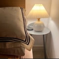 thumbnail image 4 of USB Retro Pleated Bedside Lamp Table Cute Desk Lamp for Bedroom Girl Princess Bed Lamp Deco Ceramic Base LED Light, 4 of 8