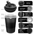 thumbnail image 3 of Stainless Steel Vacuum Insulated Travel Mug - 380ml, Black | Double Walled Coffee Cup With Leakproof Lid - Reusable For Hot Cold Coffee | Thermal Mug With Non Slip Protective Cover, 3 of 5