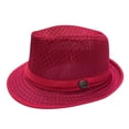 thumbnail image 5 of SGMVNU Fedora Hat for Men Breathable Mesh Wide Brim Lightweight Crushable Straw Sun Hats Beach Vacation, Red, One Size, 5 of 5