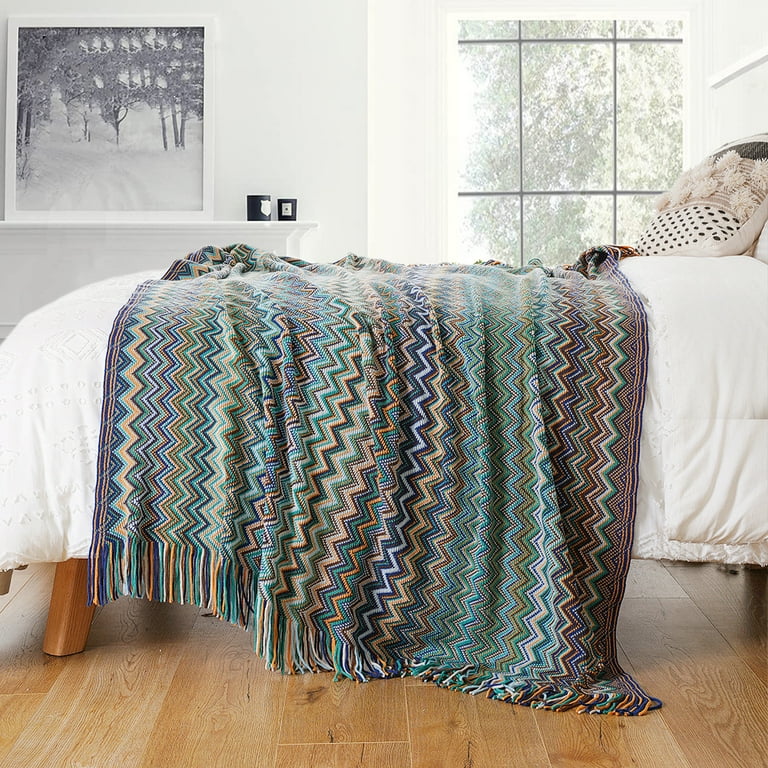 Battilo Boho Blue Throw Blanket, 50