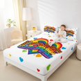 thumbnail image 3 of Manfei Rainbow Love Heart King Sheets, Ink Love is Love Bedding, White Orange, 4pcs, 1 Flat Sheet, 1 Fitted Sheet and 2 Pillowcases, 3 of 6