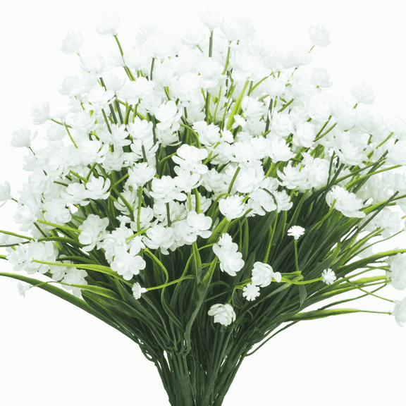 ZOELINC 6 Bundles Artificial Flowers Outdoor Fake Flowers UV Resistant, Spring Summer Faux Flowers Shrubs Plants Plastic Flowers for Outside Garden Porch Window Box Decoration(White)