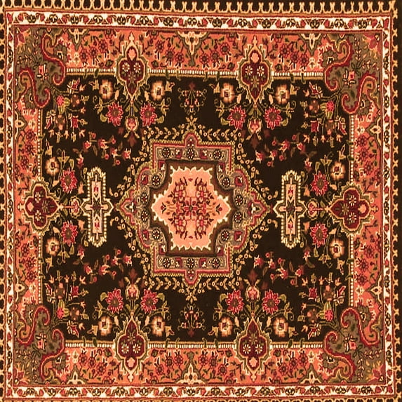 Ahgly Company Indoor Square Medallion Orange Traditional Area Rugs, 4' Square