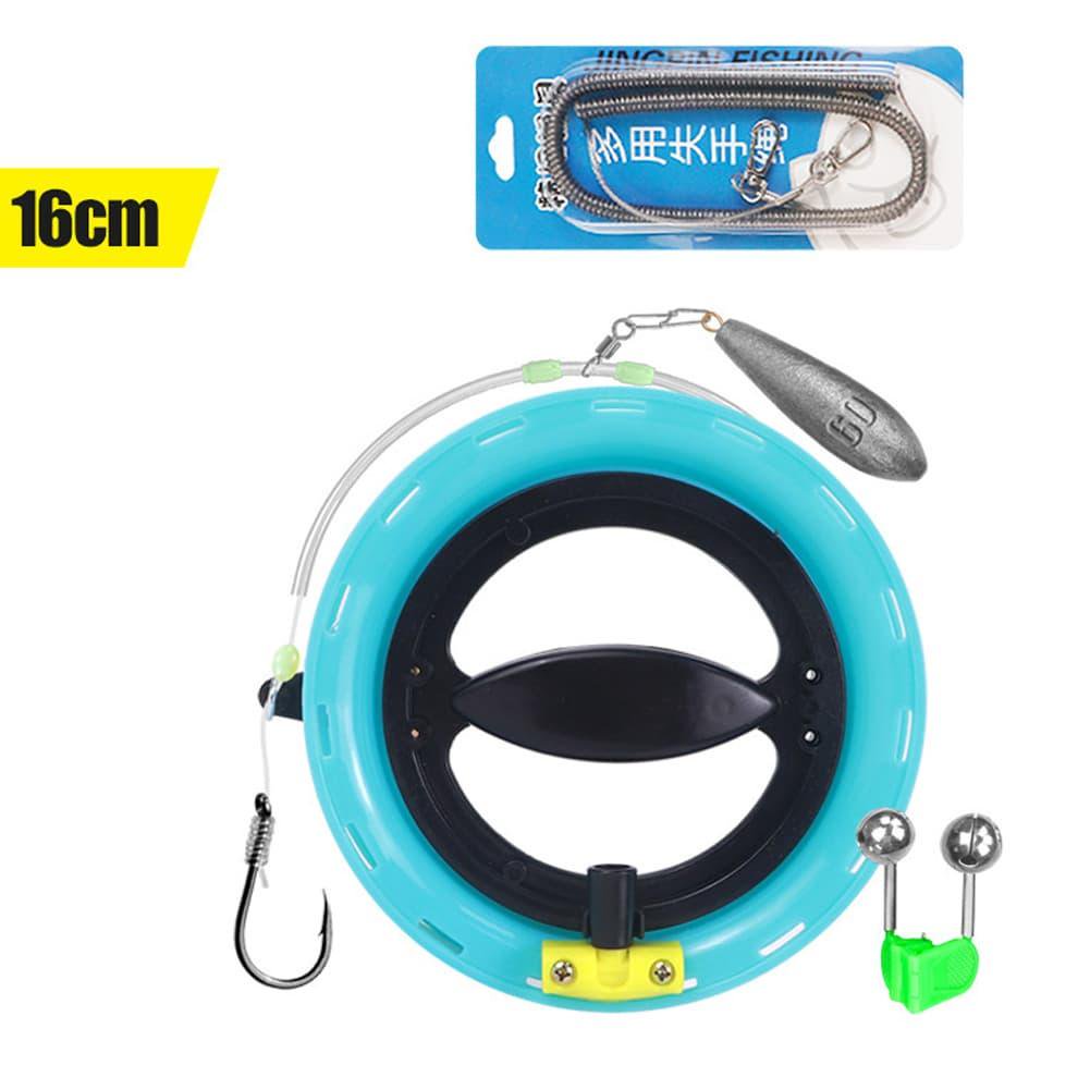 Pre-Rigged Handline Fishing Reel ABS Hand Spool with 45m Nylon Line Hook Bite Bell & Safety Lanyard for Boat Pier and Saltwater Fishing