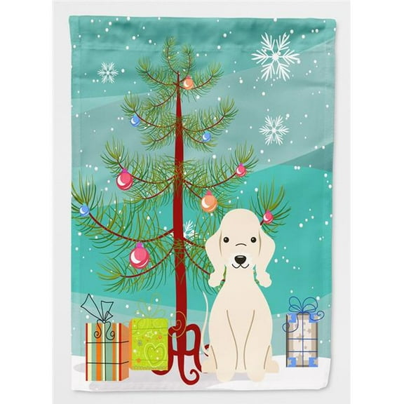 Carolines Treasures BB4216CHF Merry Christmas Tree Bedlington Terrier Sandy Flag Canvas House Size